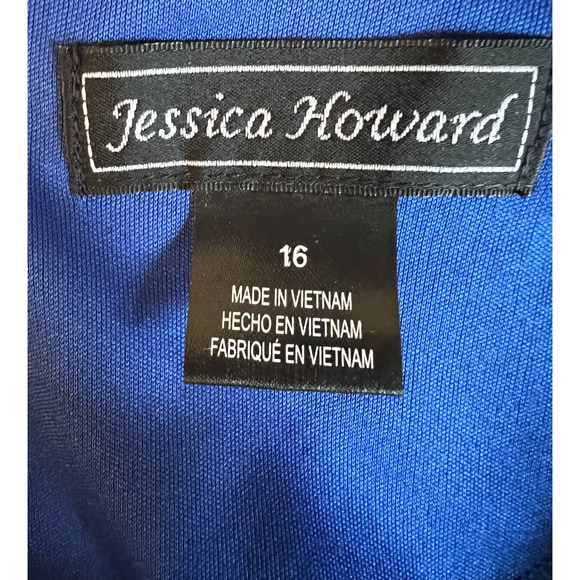 Jessica Howard Dress Womens Size 16 Blue Lace Lined Scallop Hem Back Zip NEW - Picture 2 of 12